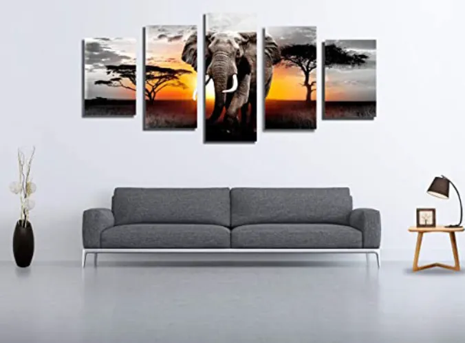 Sunset Elephant Full Diamond Five-piece Diamond Painting DIY Cross Stick-on Crystals Home Decoration