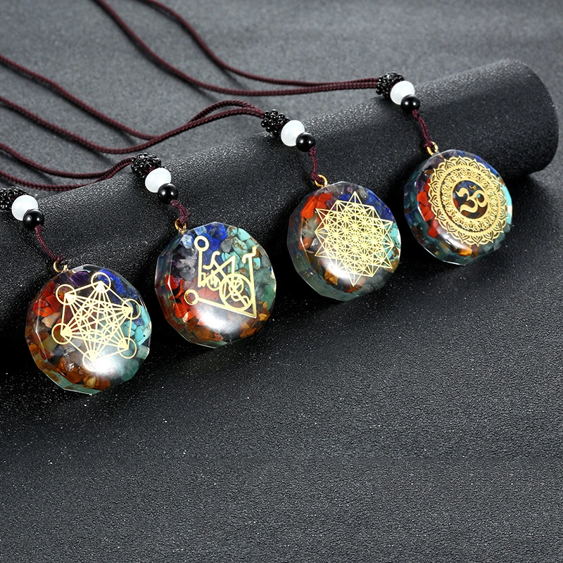 Colorful Resin Gravel Pendant Necklace