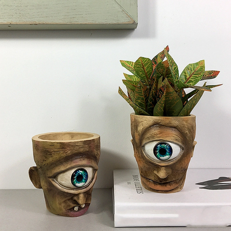 Cyclops Flower Pot Multifunctional Hand Painted Resin Ornament For Home Living Room Garden Decoration