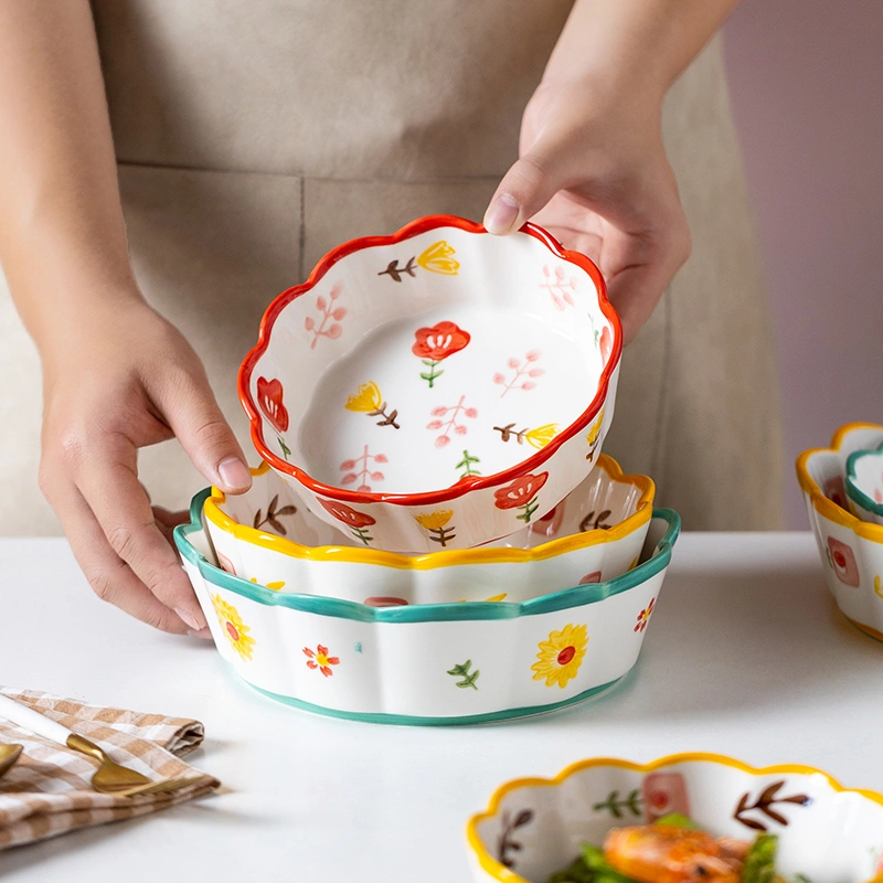 Hand-painted Petal Bowl Simple Household Salad Bowl