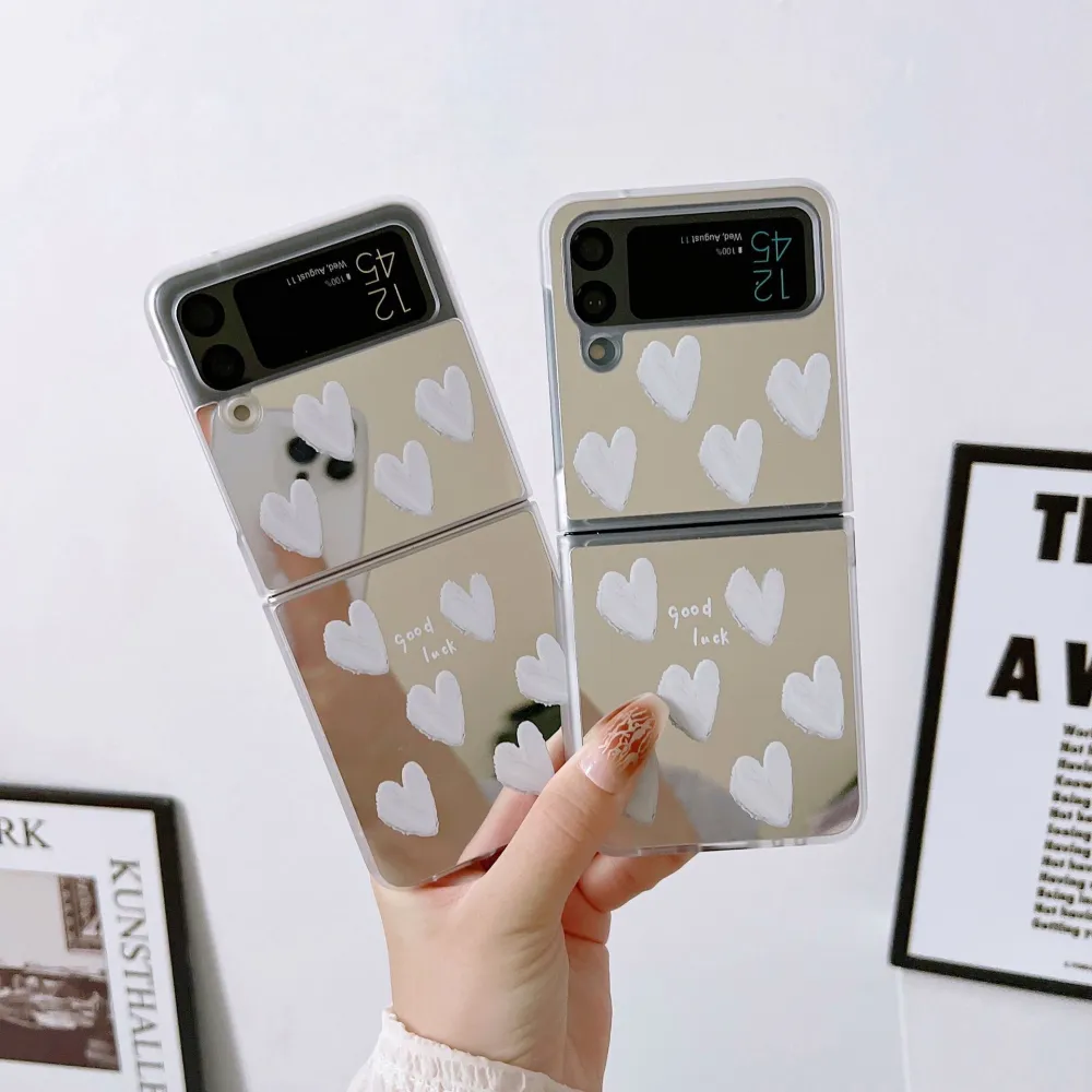 Mirror Face Love Folding Mobile Phone Protective Case