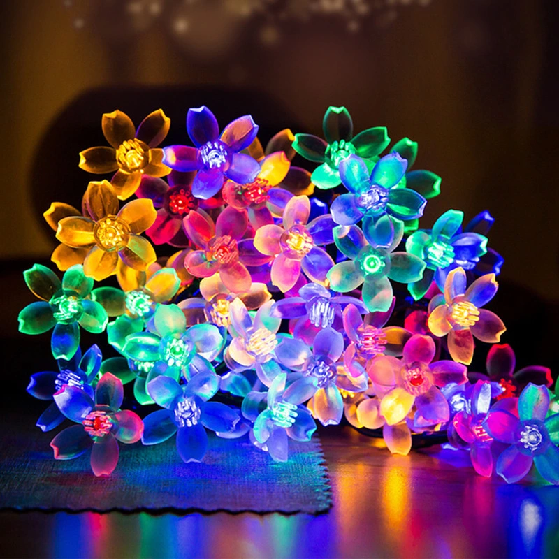 Solar-powered String Lights Flowers Flashing Light Christmas Holiday String Light