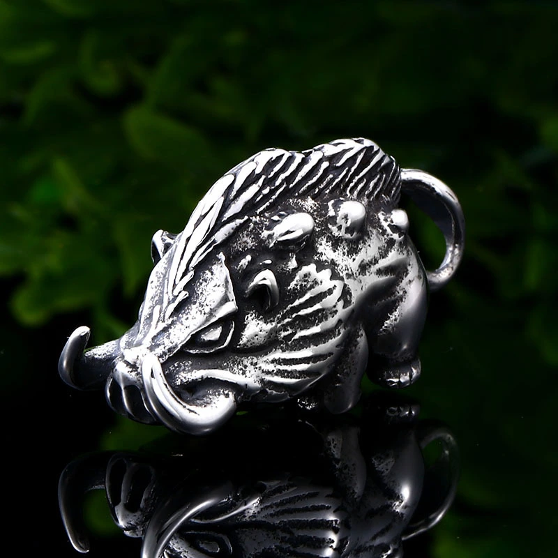 Retro Creative Wild Boar Titanium Steel Pendant