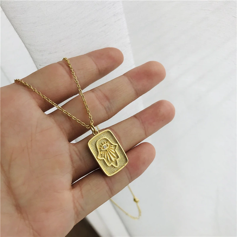 Copper Plating 18K Gold Square Pendant