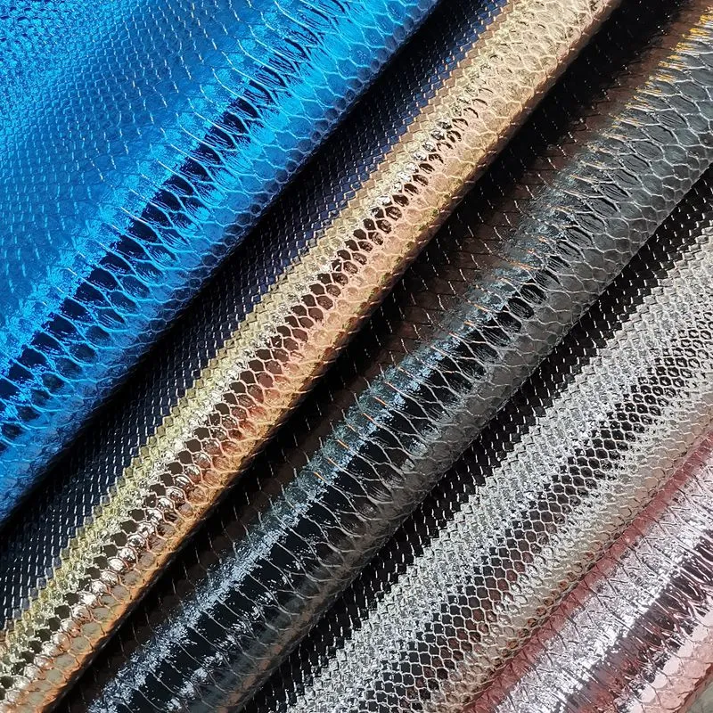 High Elastic Film Snake PU Leather Fabric