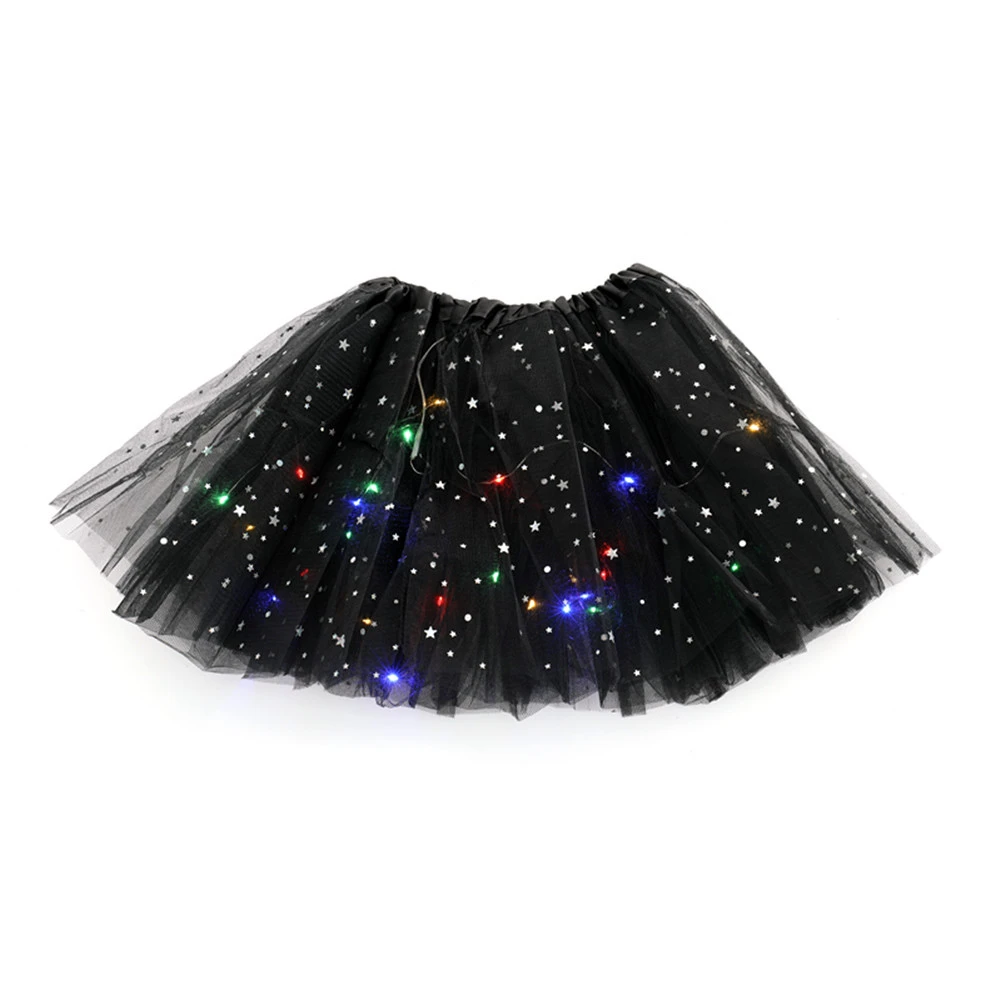 Sequin With Light Led Tutu Skirt Luminous Half-length Tulle Skirt Led Light Pettiskirt