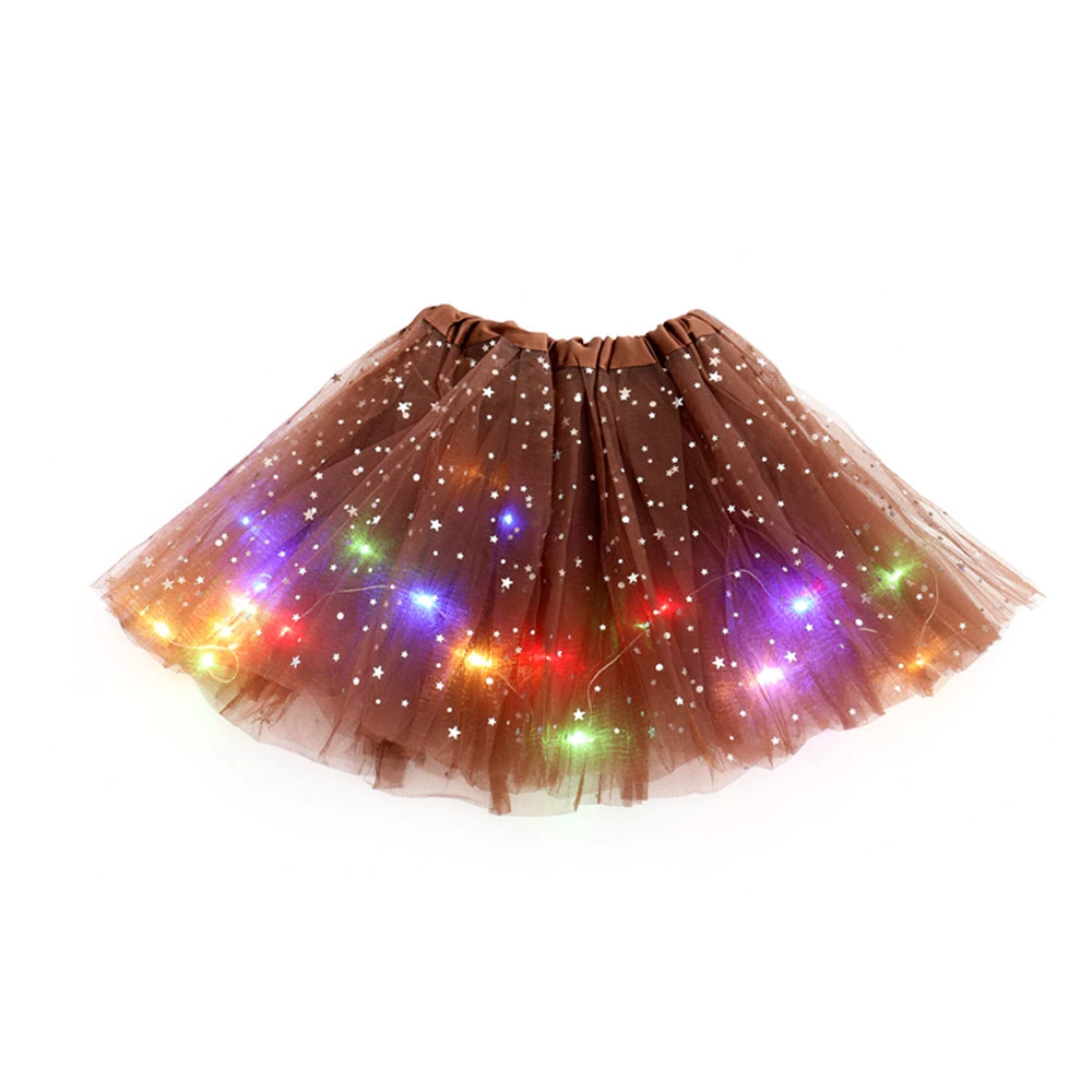 Sequin With Light Led Tutu Skirt Luminous Half-length Tulle Skirt Led Light Pettiskirt