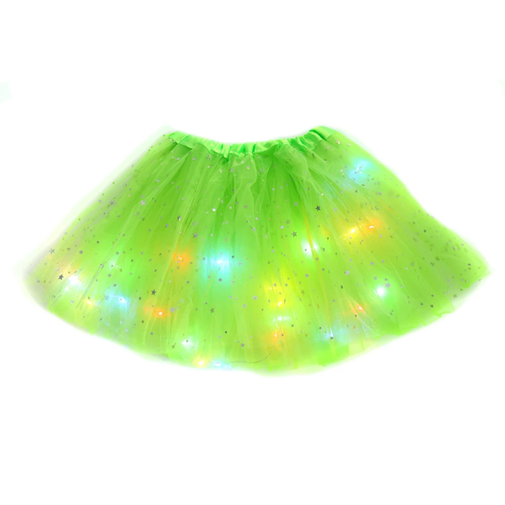 Sequin With Light Led Tutu Skirt Luminous Half-length Tulle Skirt Led Light Pettiskirt