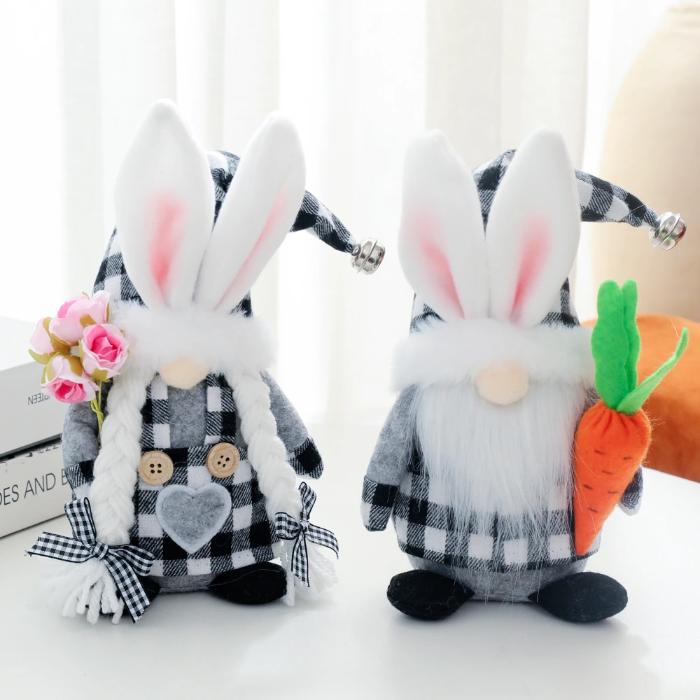 Decorative Plaid Rabbit Holding Radish Doll