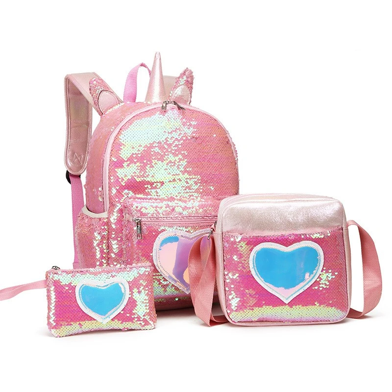 Sequin Backpack Three-piece Schoolbag Women's Backpack