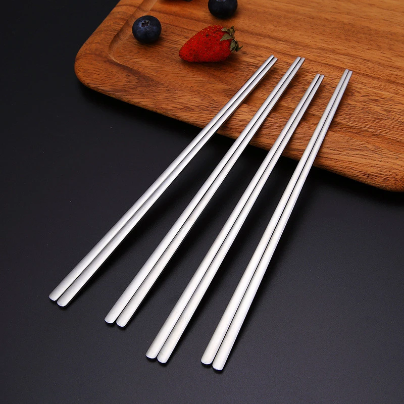 Stainless steel chopsticks Korean style solid flat chopsticks Korean style flat chopsticks solid chopsticks