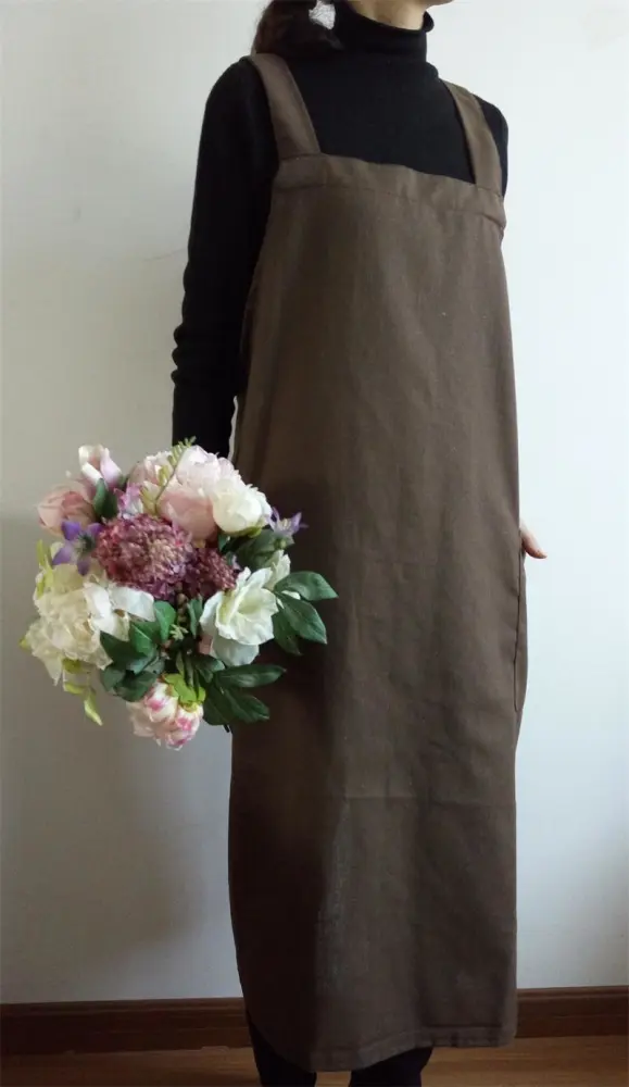 Long Cotton And Linen Apron Oil-proof Overclothes Home Wear