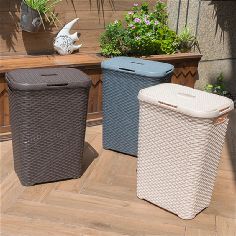 Plastic Rattan Woven Storage Anti-dirty Laundry Laundry Basket