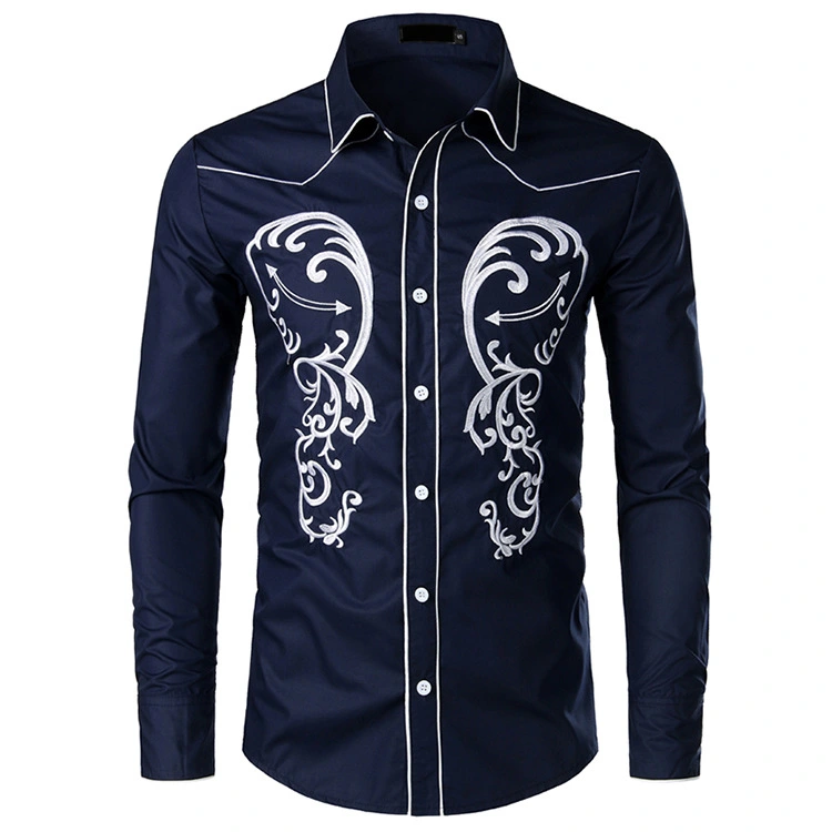 Men's Fashion Leisure Embroidery Shirt Top