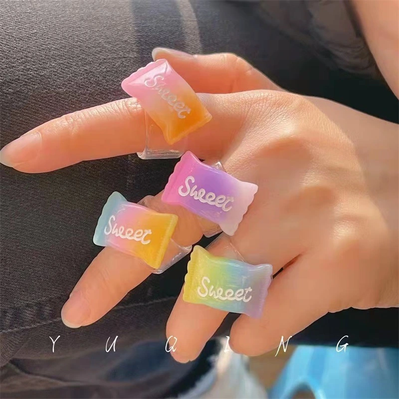 Colorful Candy Resin Personality Ring Hyuna Style