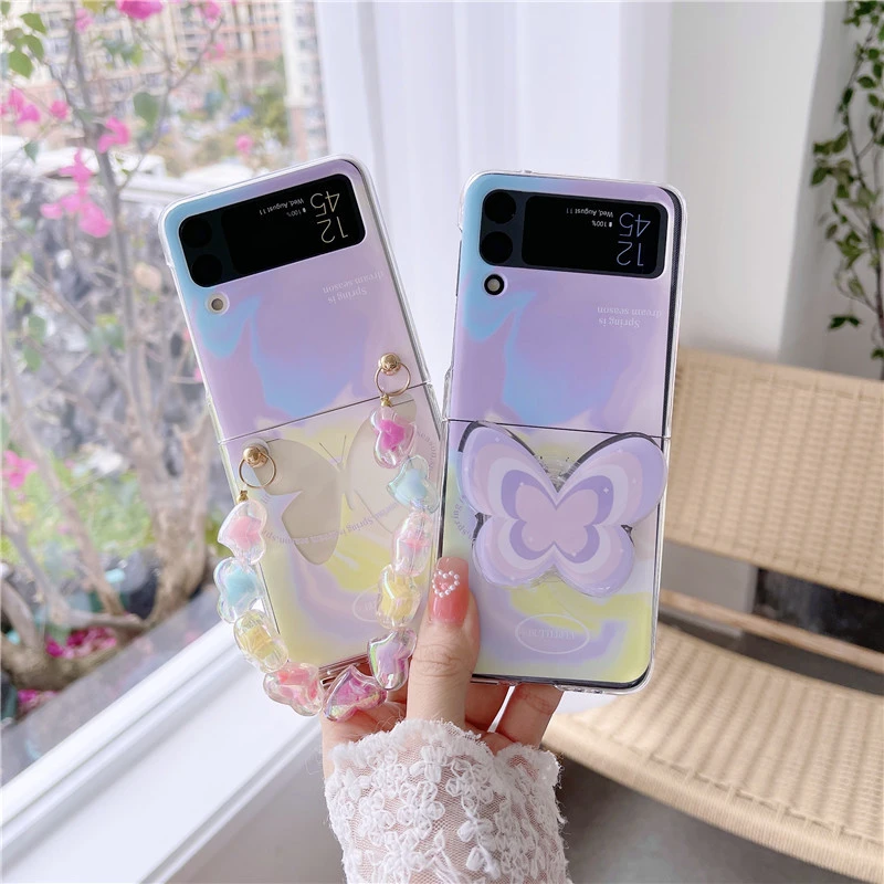 Purple Butterfly Holder Chain Suitable  Folding Screen Phone Case