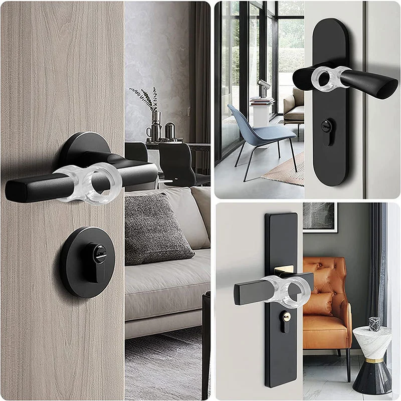 PVC Transparent Door Handle Mute Collision Pad Window Handle Punch-free Floor Knob Does Not Hurt The Wall Double Hole Anticollision Coil