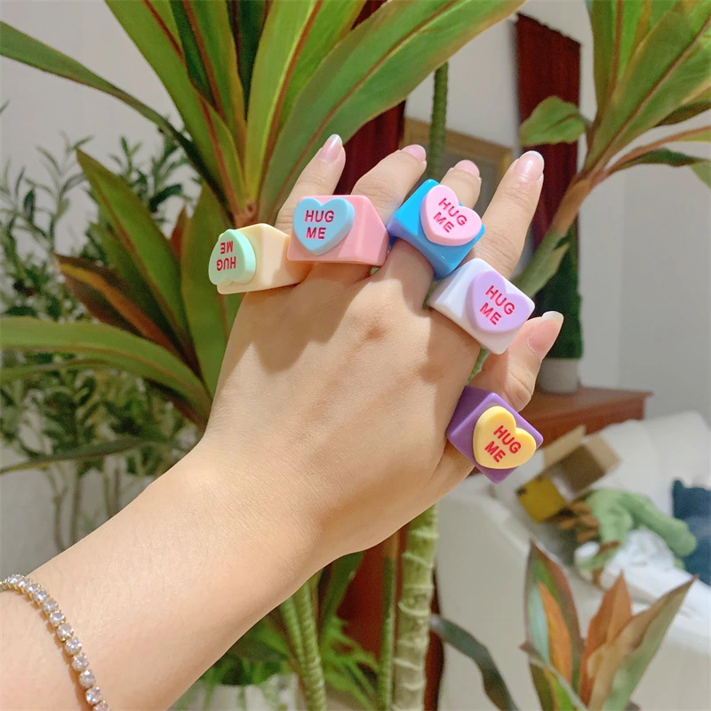 Acrylic Diy Geometric Shape Girl Resin Ring