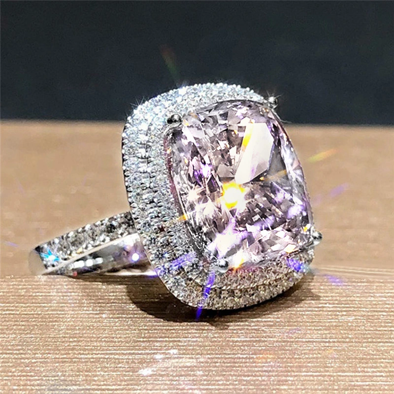 Elegant Zircon Square Micro Set Diamond Ring