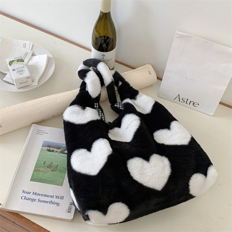 Autumn And Winter New Love Plush One Shoulder Tote Bag