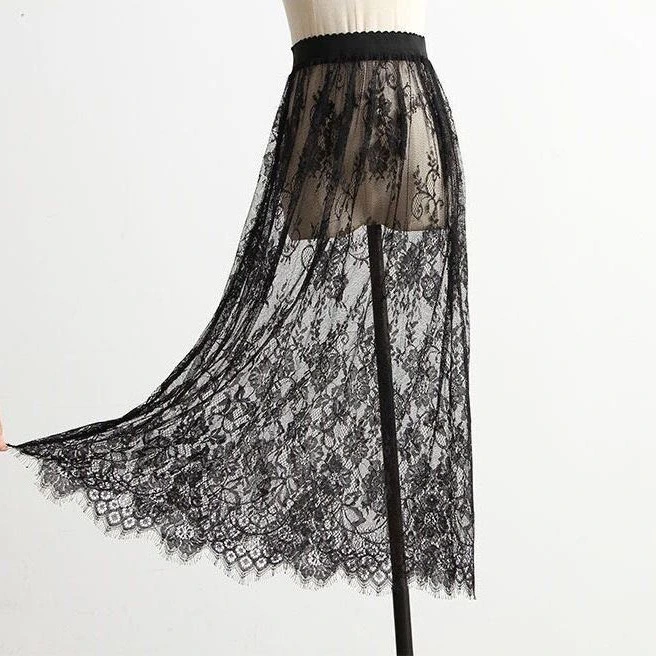 Single Layer Tulle Skirt Lace Inner Match Skirt See-through Underdress