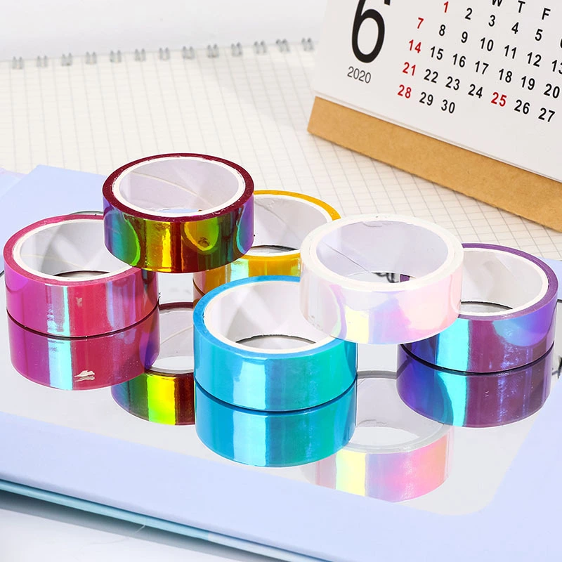 Creative Rainbow Laser Tape Stationery Periodical Color Decorative Waterproof Tape Student Diy Periodical Material Collage