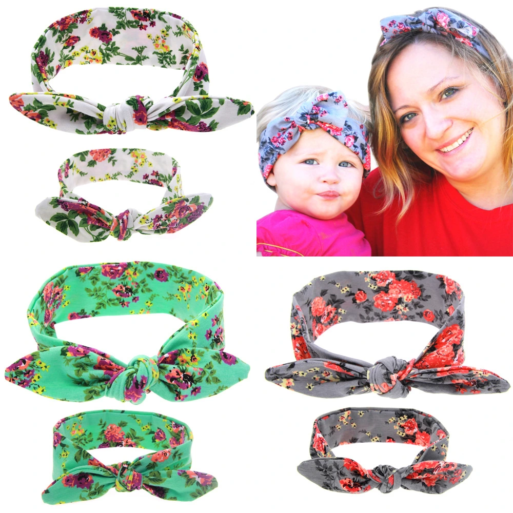 Printed Rabbit Ears Hair Band Mother And Child Set Baby Headdress Rabbit Skirt Headdress