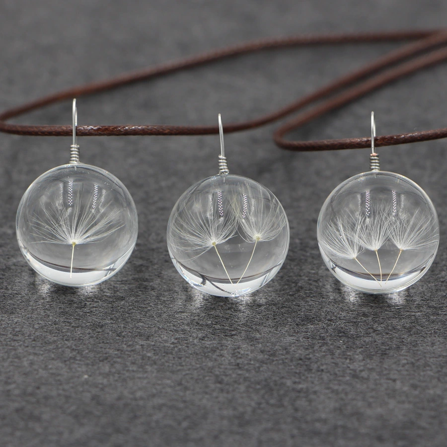 Creative Glass Ball Pendant Dandelion Embossing Necklace Mori Girl Harajuku Series Dried Flower Handmade DIY Preserved Flower Necklace