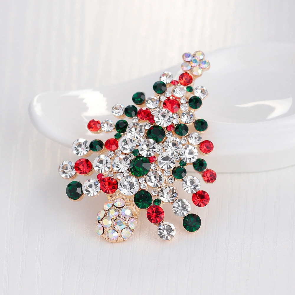 Women's Fashion And Fully-Jewelled Christmas Tree Brooch