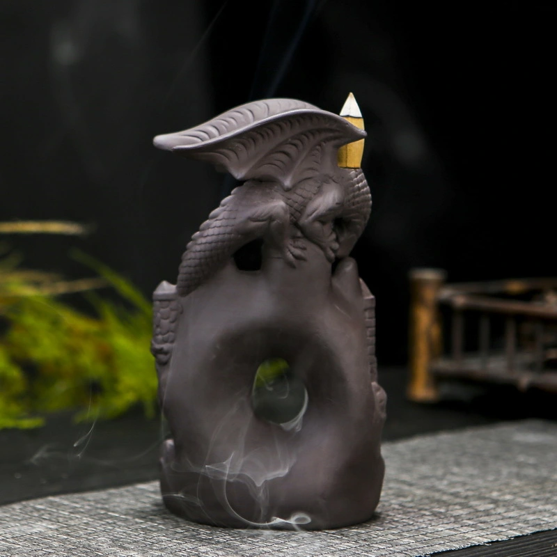 Creative Winged Dragon Castle Mist Spitting Incense Backflow Incense Burner