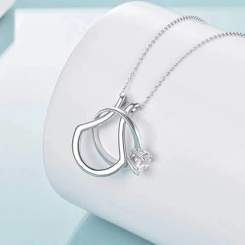 Women's Fashion Simple U Shape Ring Holder Necklace