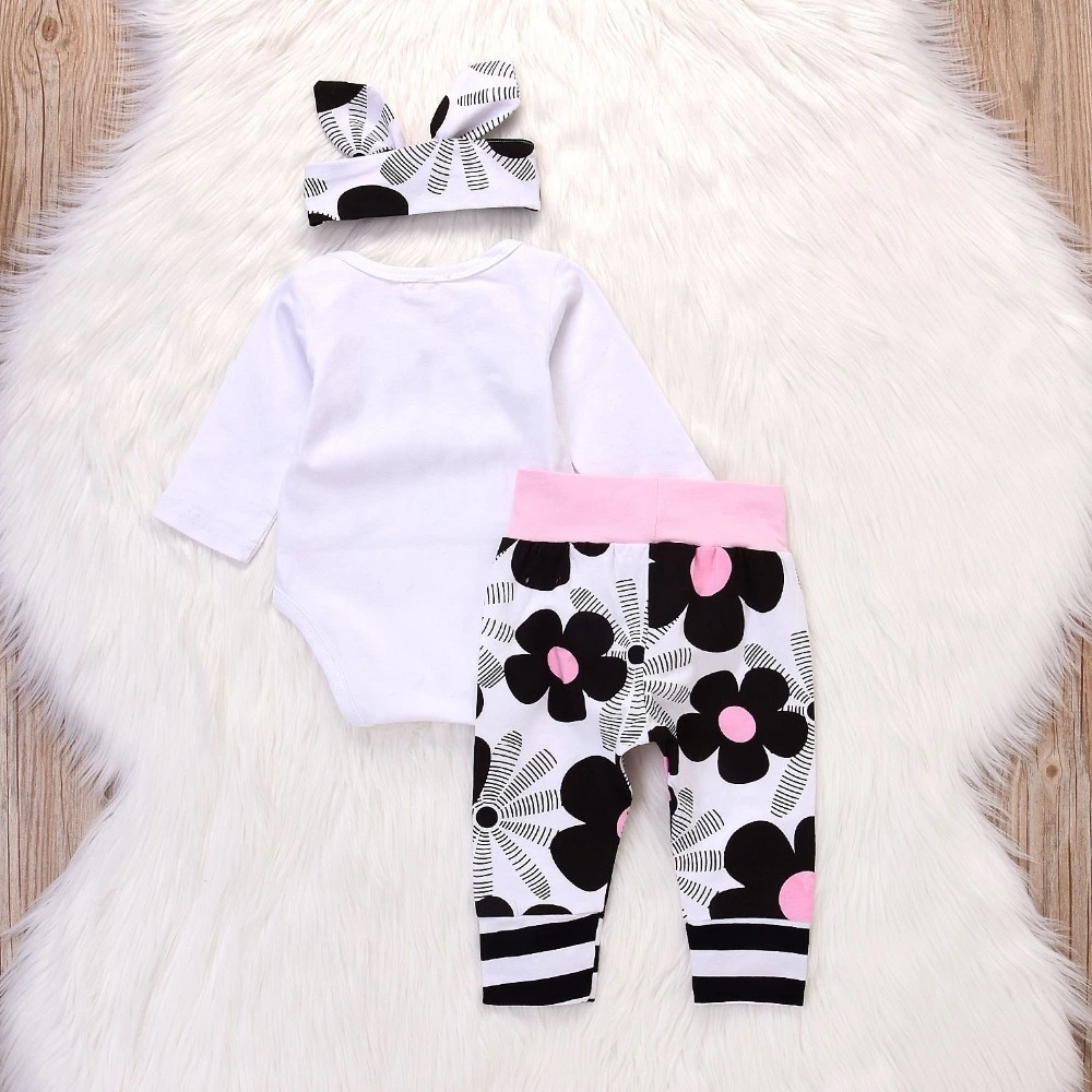 Baby Girl Hello World Newborn 3-piece Suit Headscarf