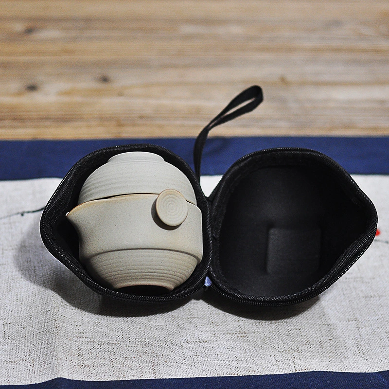 Simple Stoneware Convenient Tea Cup Set One Pot One Cup 1 Person Japanese Style Travel Portable Office Kung Fu Tea Set Teapot Souvenirs