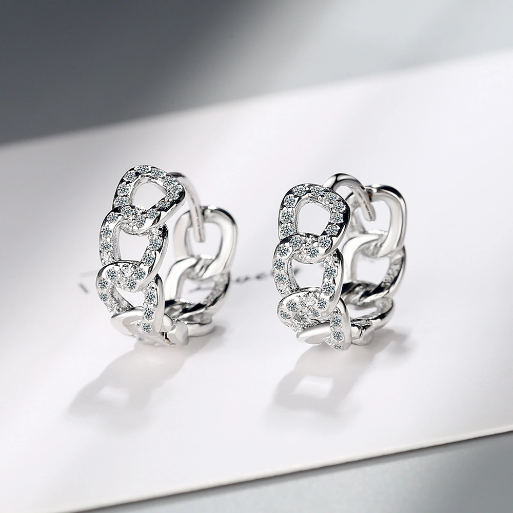 Ear Clip Personality Hollow Out Zircon Inlaid Diamond Fashion Earrings Ear Clips