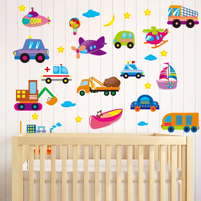 Cartoon Car Vehicle Children's Room Removable Wall Sticker