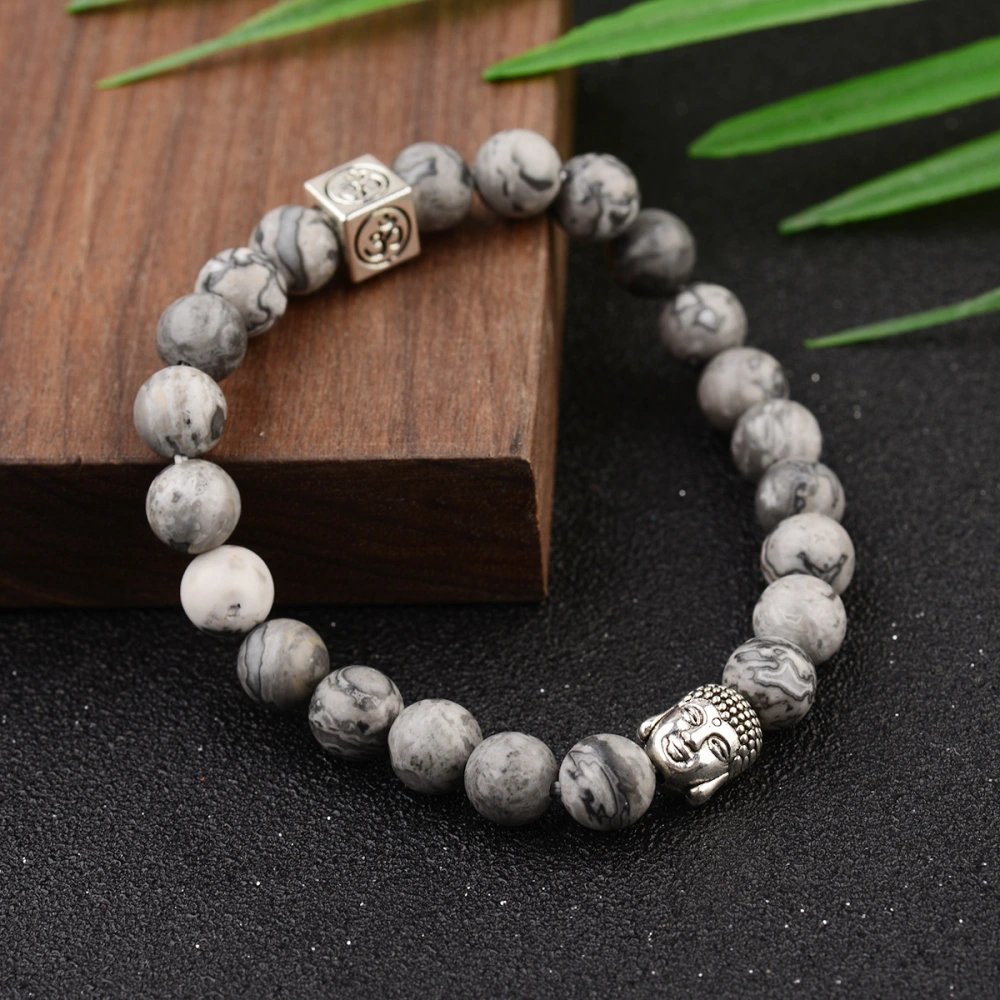 Vintage Men's Buddha Head Elastic Rope Bracelet