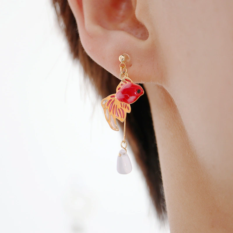 Make A Wish Koi Enamel Drip Earrings