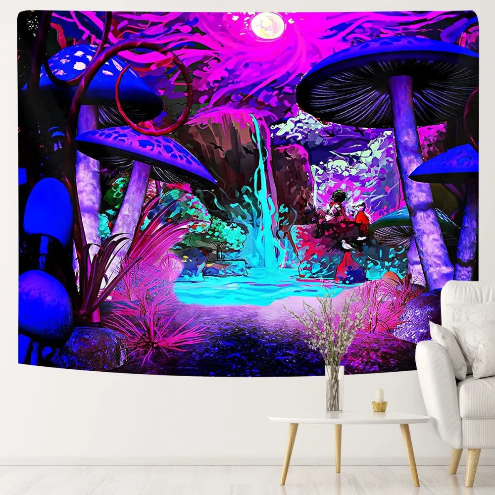 Home Mushroom Psychedelic Color Series Tapestry Background Fabric