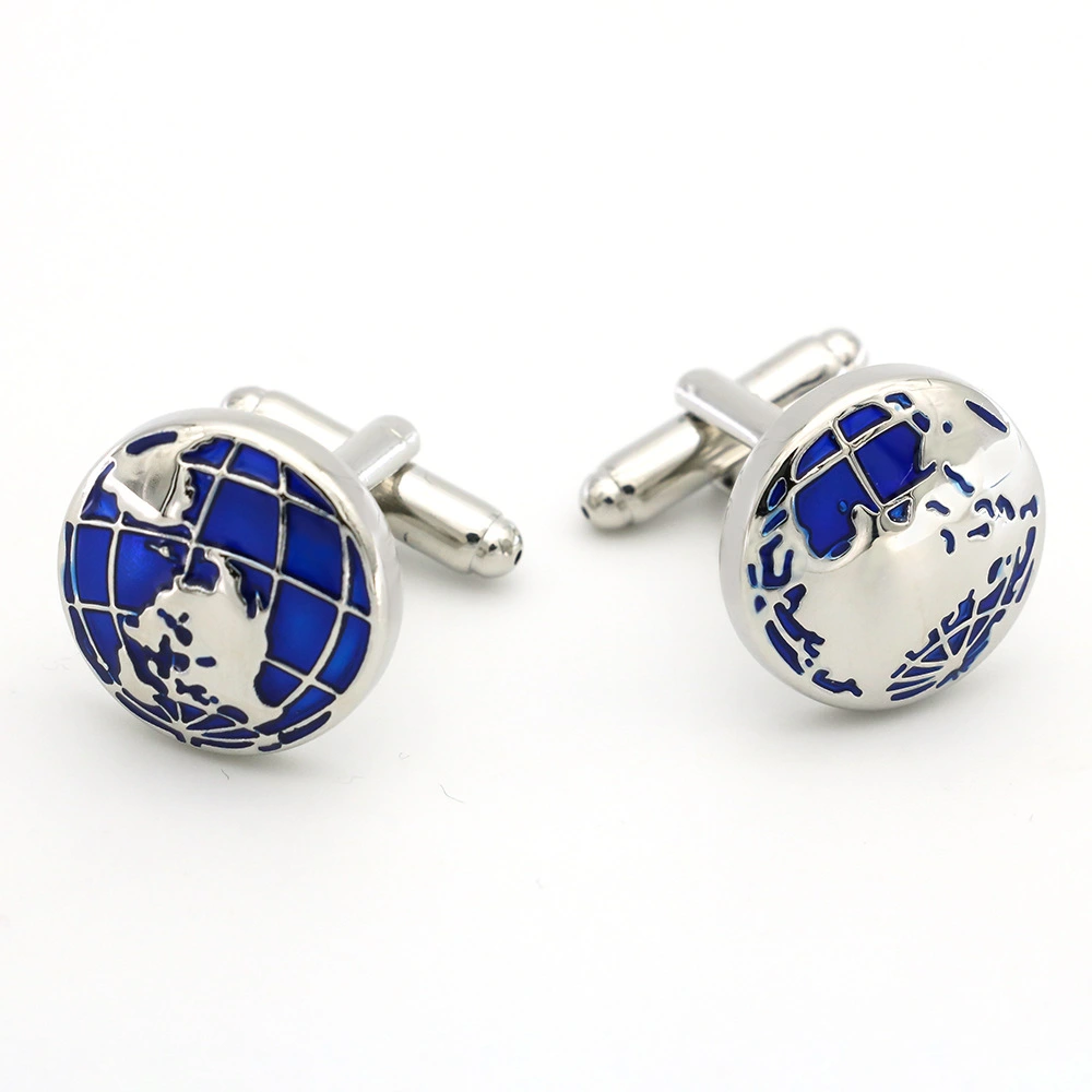 Mens Fashion World Map Earth Shape Cufflinks