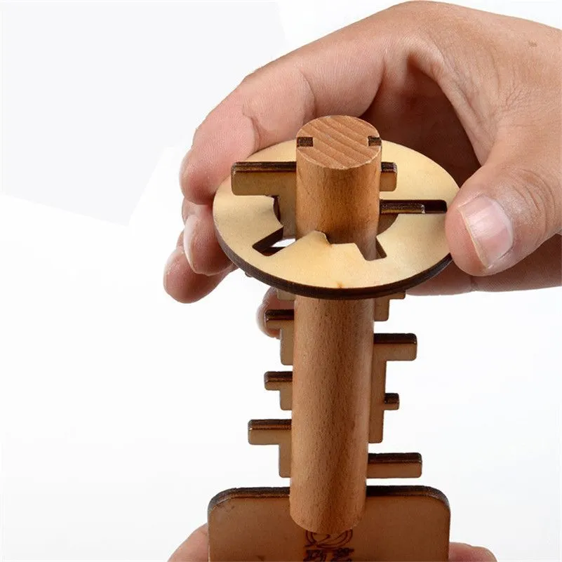 Bamboo Unlock Key Educational Toy Burr Puzzle