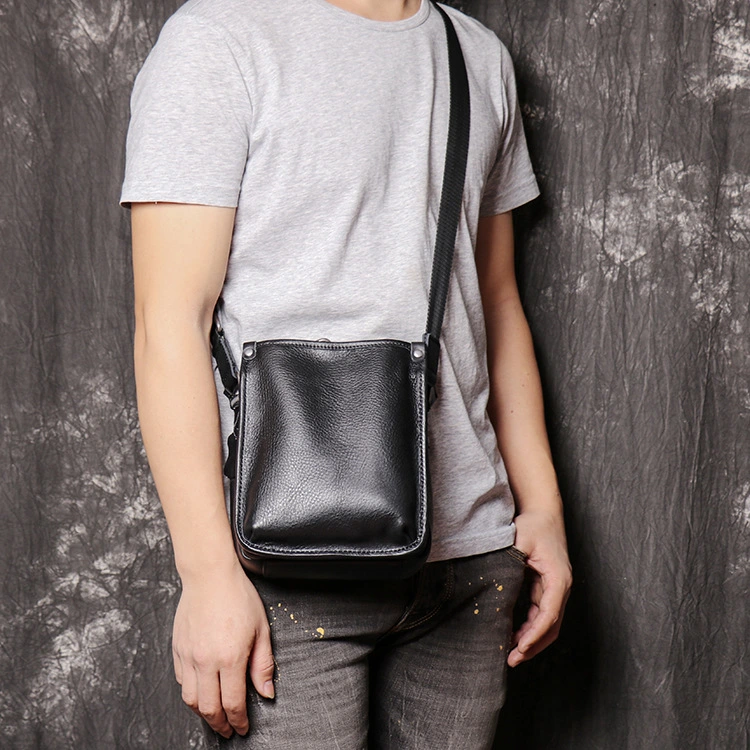 Men's Leather One Shoulder Bag Cowhide Multi-layer Crossbody Bag