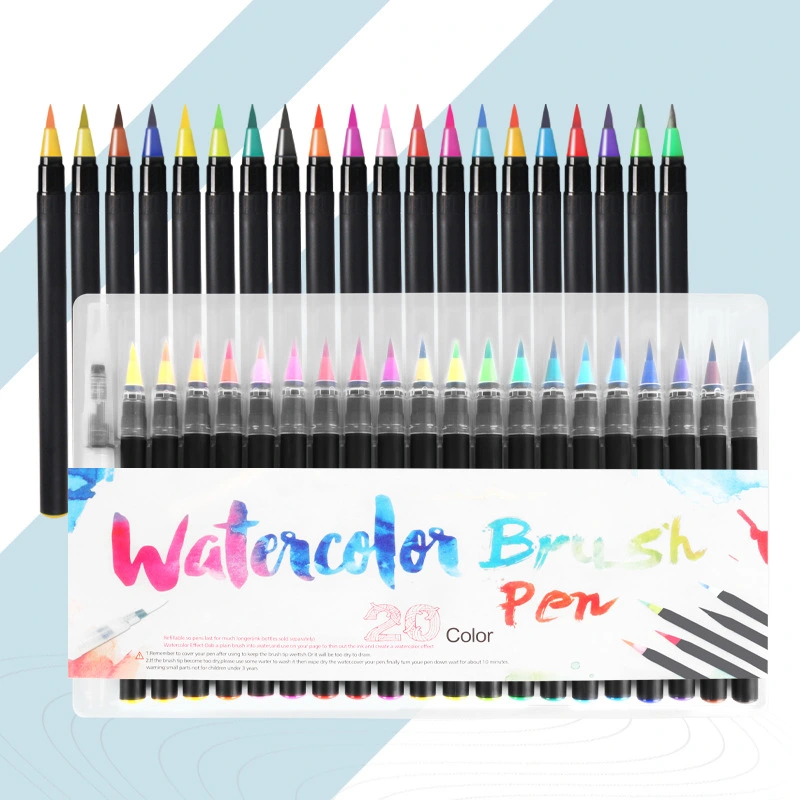 20 Colors Watercolor Pen Color Soft Head Writing Brush