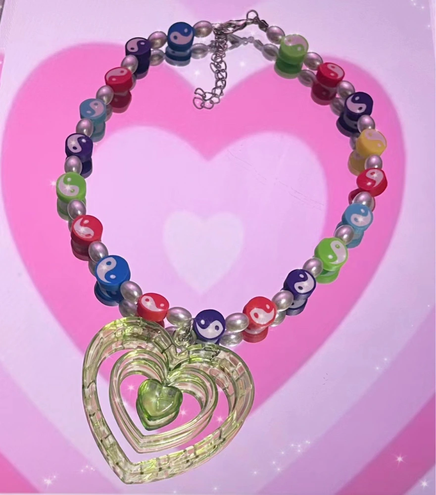 Colorful Beaded Love Simple Niche Design Clavicle Chain