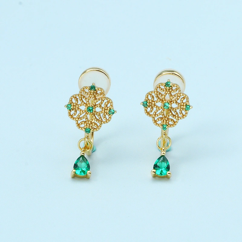 Emerald Zirconium Ear Clip Without Ear Hole