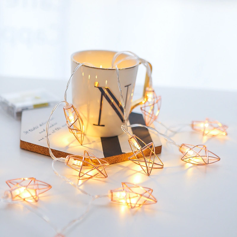 LED Rose Gold Five Pointed Star Lamp String