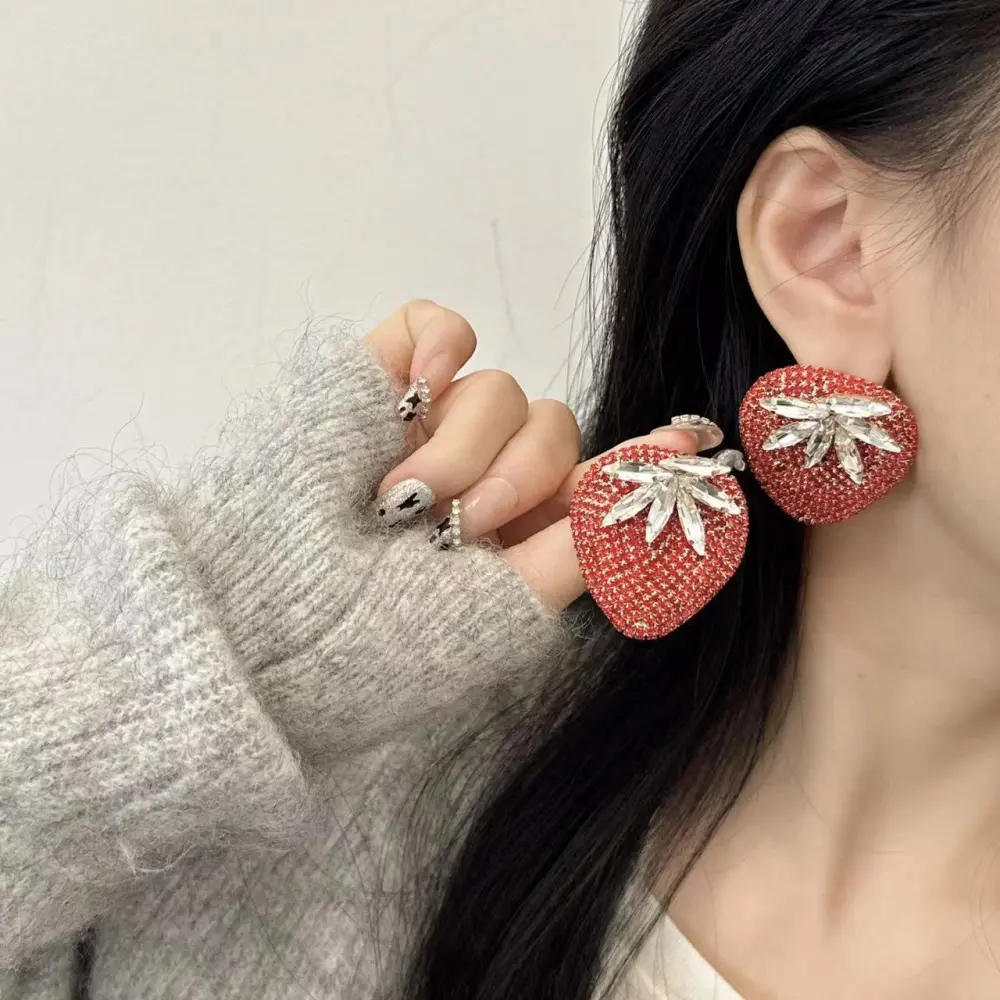 Women's Red Strawberry Earrings