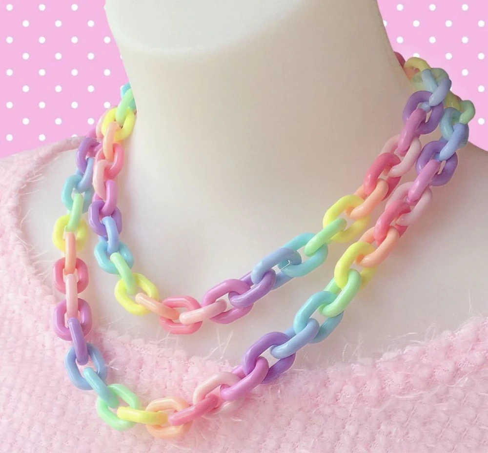 Double-layer Acrylic Chain Fluorescent Accessories Necklace Set