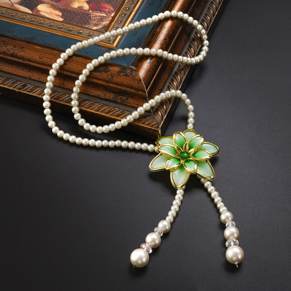 Versatile Pearl Accessory Flower Glass Bead Necklace