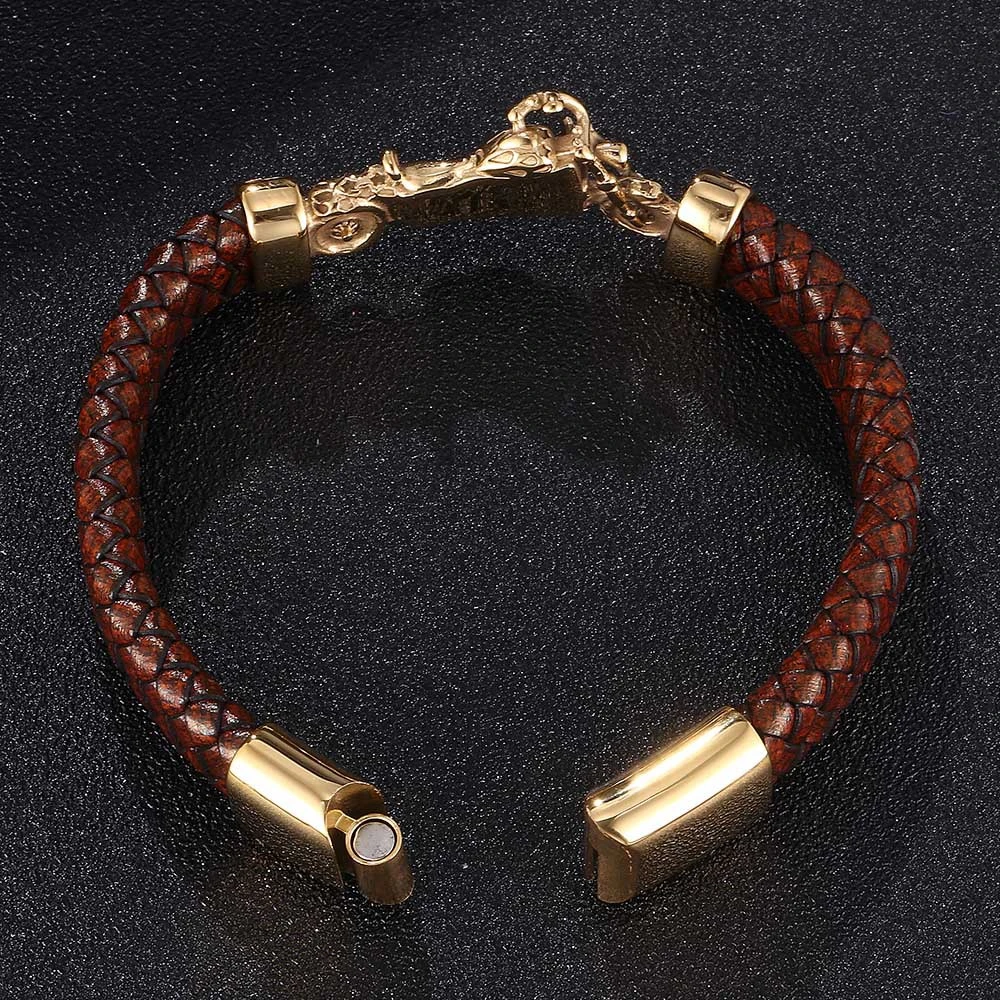 New Woven Motorcycle Leather Bracelet