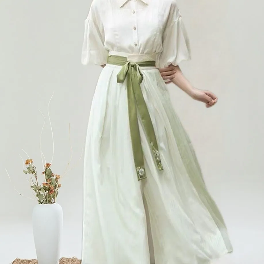 Female Han Elements National Style Daily Song Pants To Work Culottes Wide Leg Pants